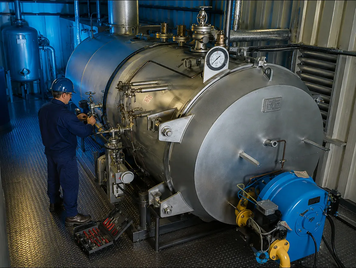 Inspección técnica de una caldera industrial