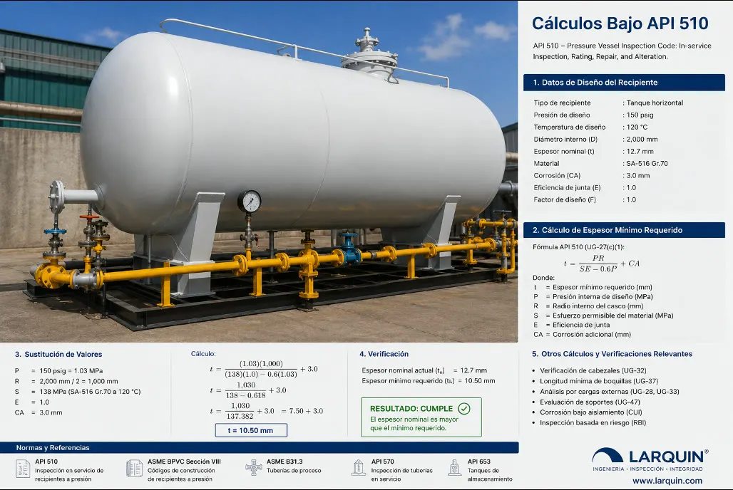 Cálculo técnico para verificar la integridad de un recipiente industrial